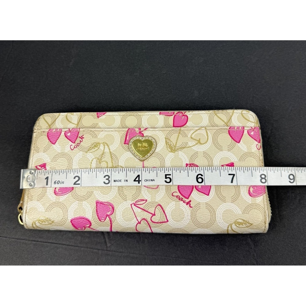 Coach Waverly Heart Cherry Blossom Wallet Accordion Zip Around Clutch Organizer - Picture 8 of 9